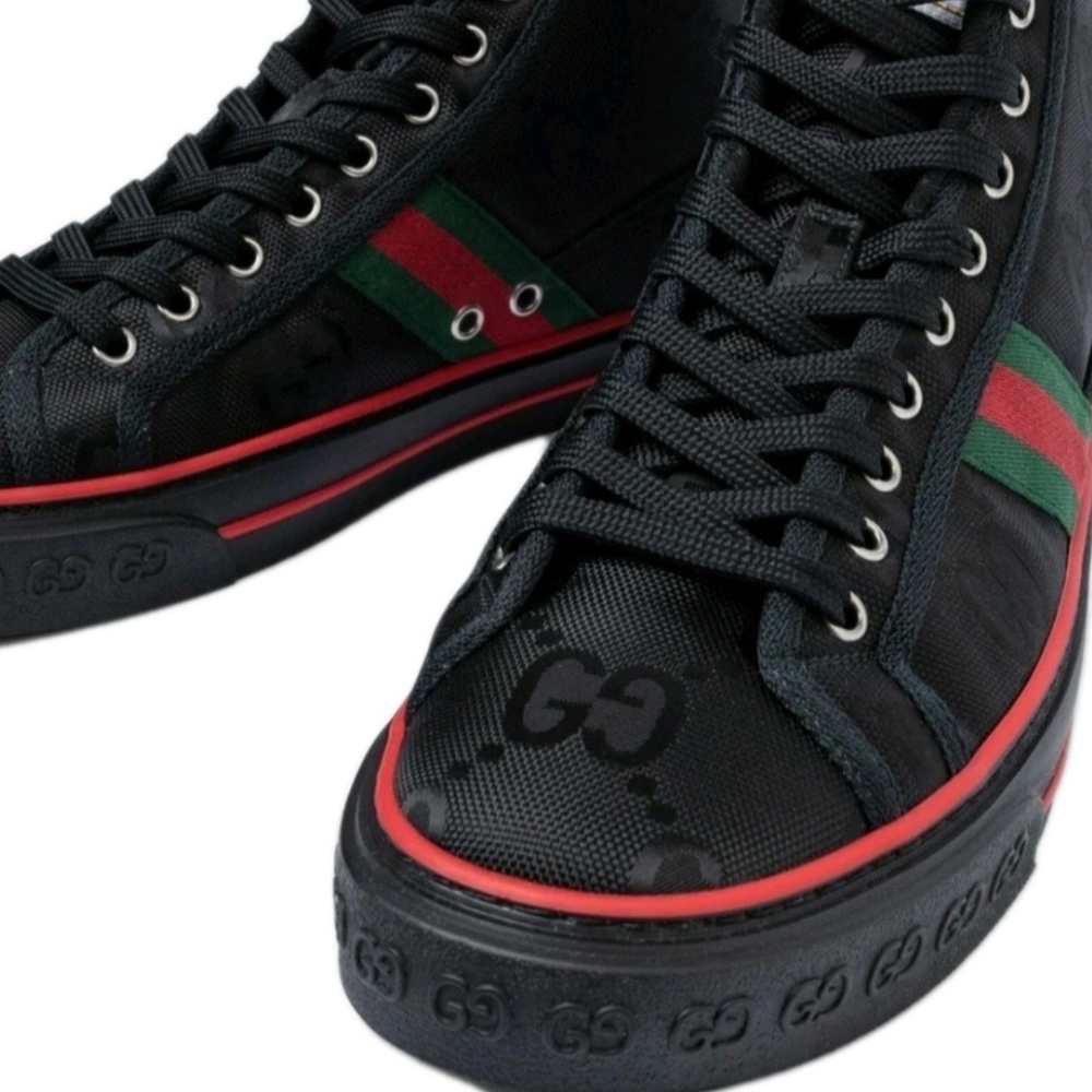 Gucci Men's Tennis 1977 High-Top Sneakers Black EU 44 US Men's Size 10.5 -11